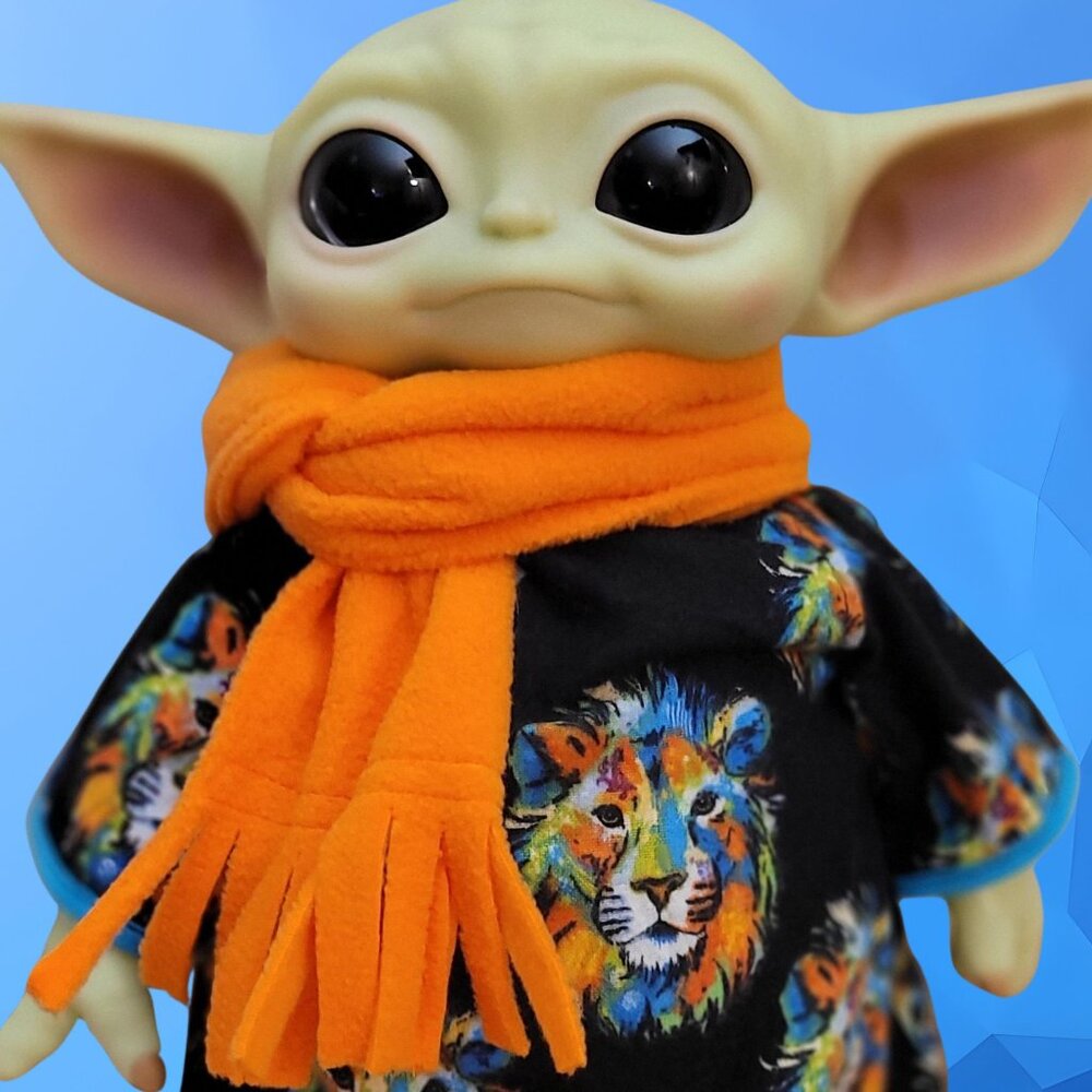 2pc. Flannel Lion Outfit & Scarf Fits 11" Mattel The Child baby yoda Plush Dolls